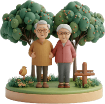 Elderly couple representing care home residents
